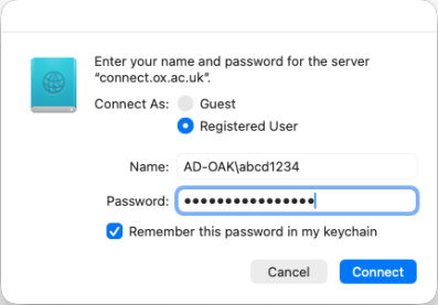 macOS RFS credentials